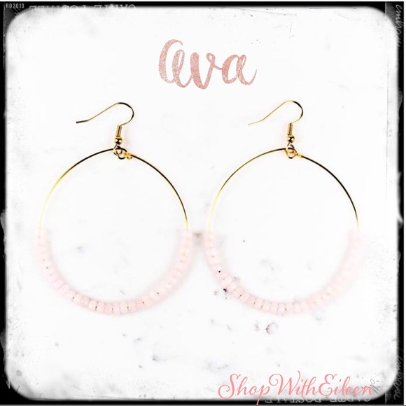 Shop With Eileen Jewelry - 🆕Ava Gold Hoop Faceted PinkQuartz Bead Earrings